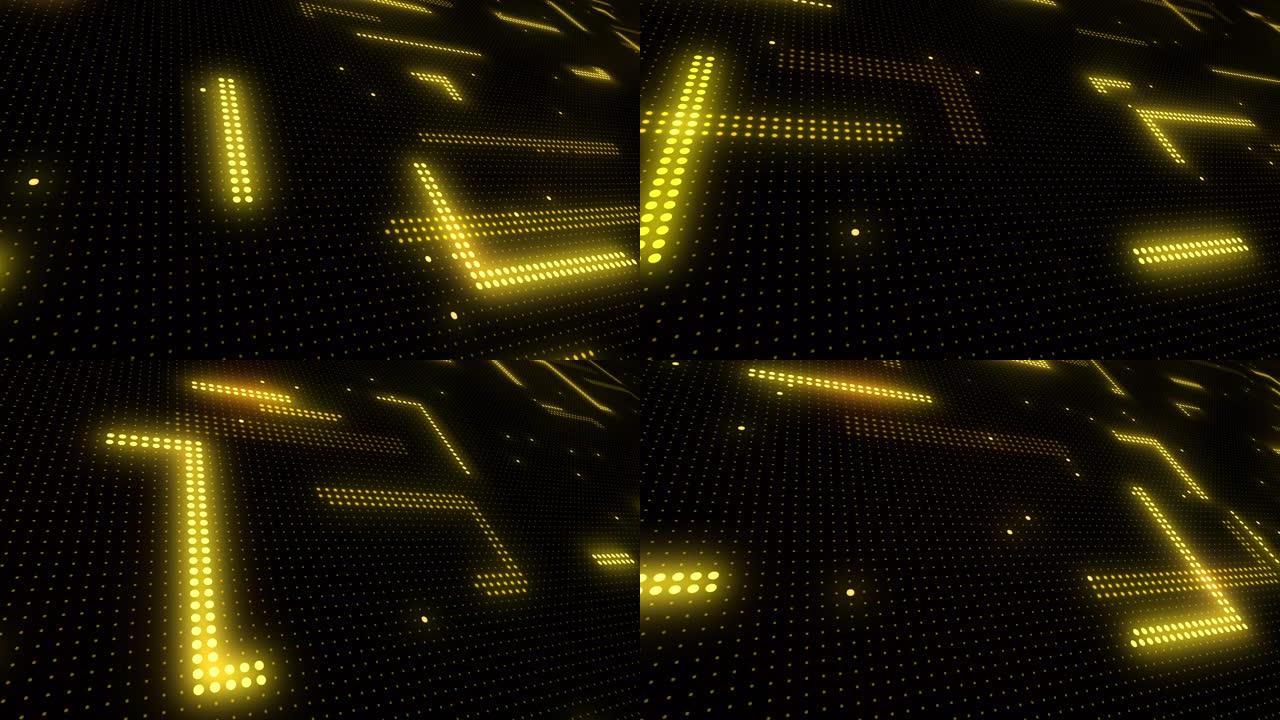led屏幕颗粒的抽象技术背景电路灯光动画。(可循环)
