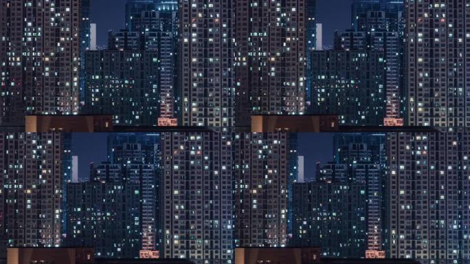 T/L MS HA PAN住宅区夜间/北京，中国