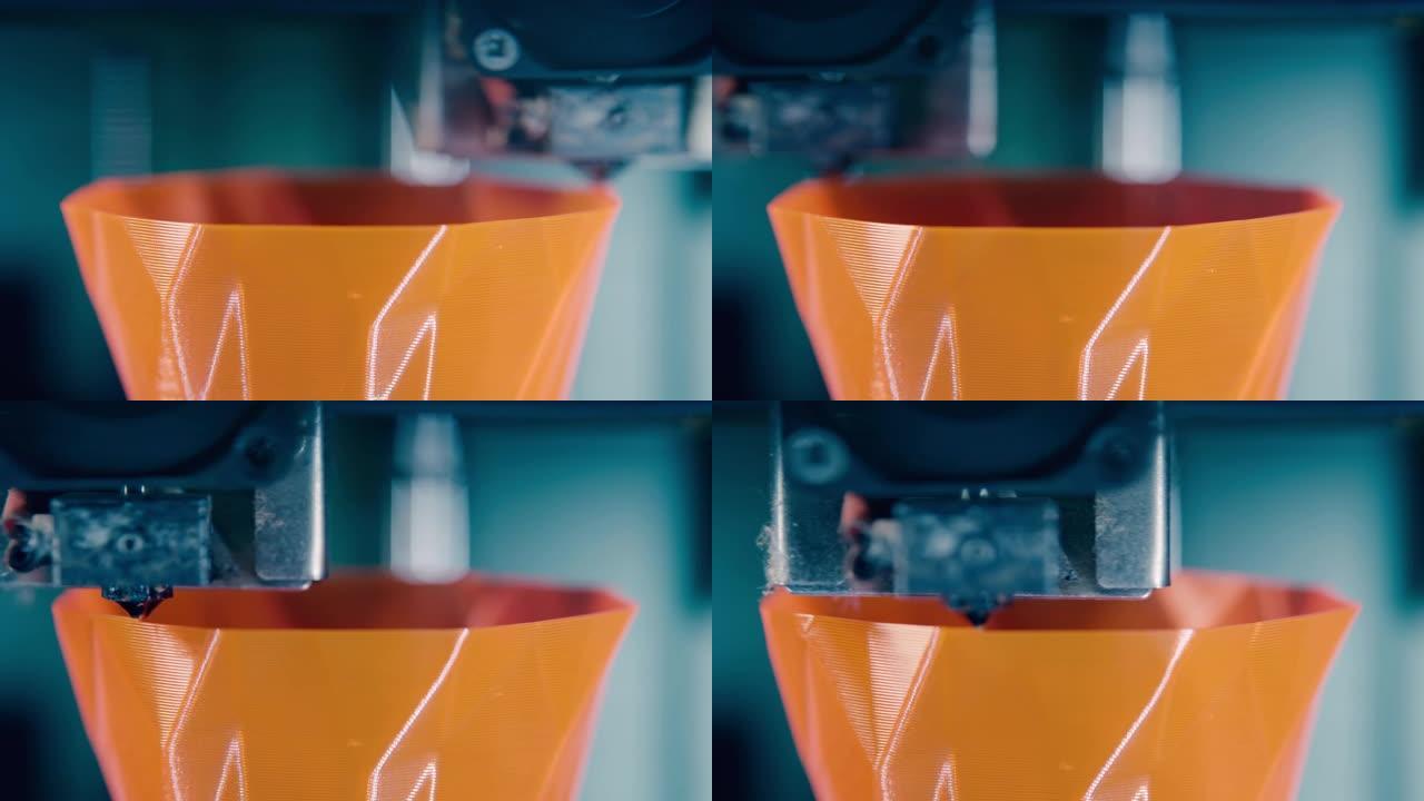 橙色花瓶喉咙正在快速打印
