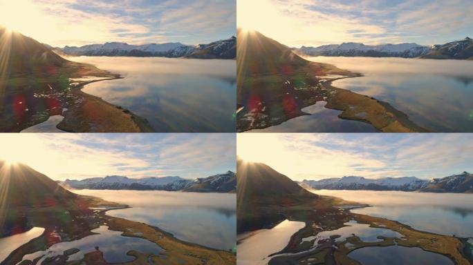 WS风景秀丽，田园诗般的景色，冰岛阳光明媚的山脉和湖泊