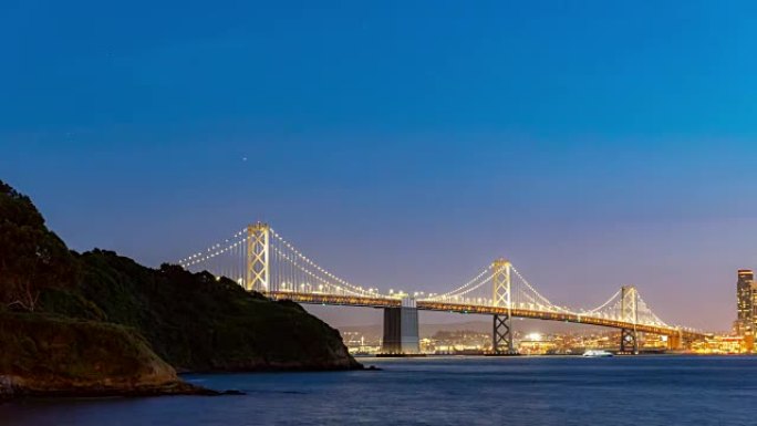 美国日落加利福尼亚州金银岛黄昏时分旧金山湾大桥