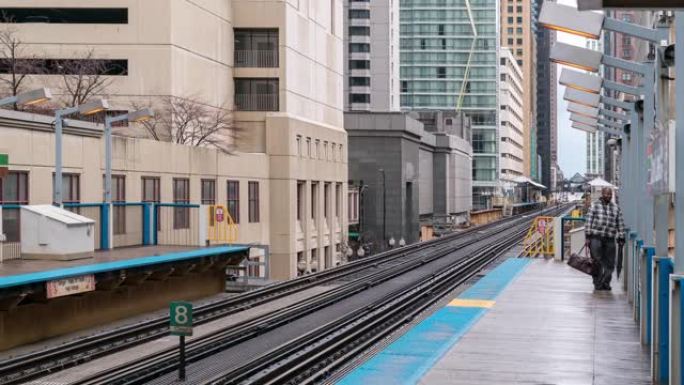 延时: 芝加哥环路地铁站，天际线建设美国芝加哥市中心