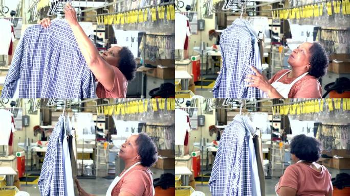在干洗店工作的非裔美国高级妇女