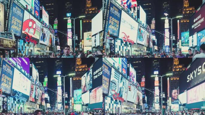 纽约曼哈顿夜间潘时代广场