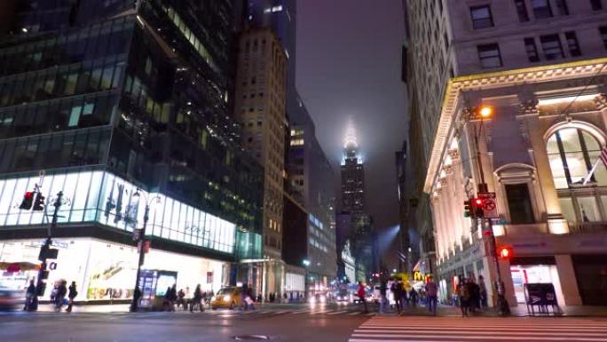 纽约夜街。纽约夜景美国街道城市夜景