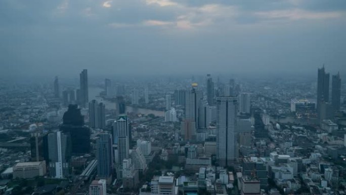 黄昏时分的曼谷日转夜延时国外外国