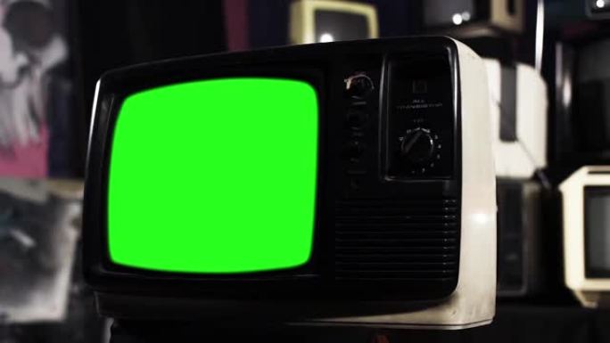 80年代旧电视，绿屏。黑白到色调。