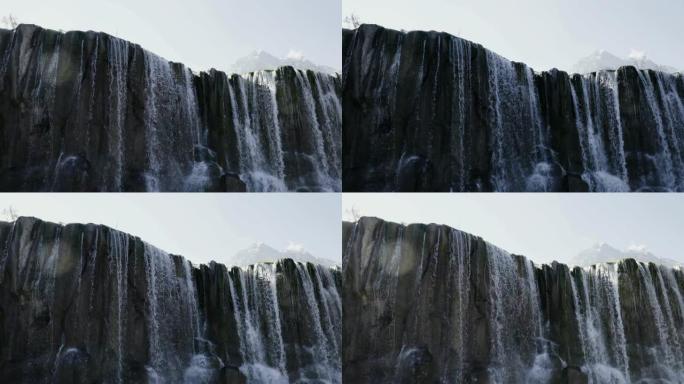 4K，中国蓝月谷国家公园的瀑布。