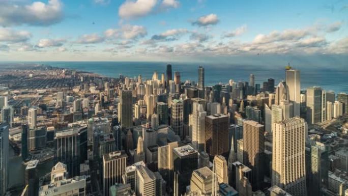芝加哥天际线全景4k延时鸟瞰图
