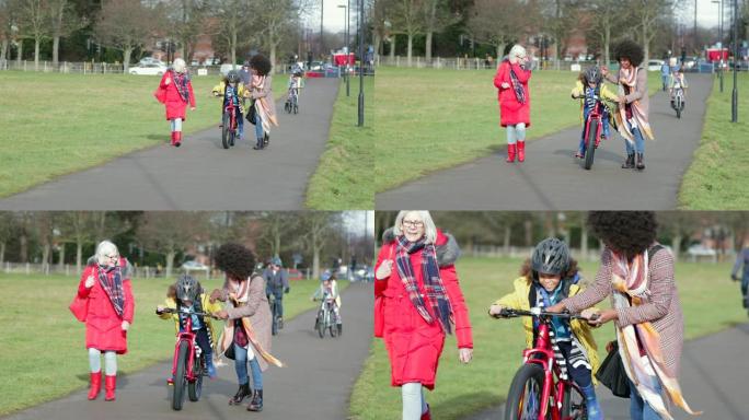 学习骑自行车小学生小孩子小朋友