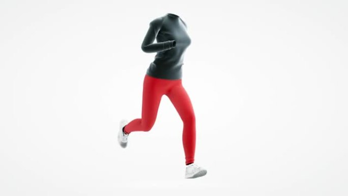 概念运动和健康的生活方式。跑步运动服3d动画循环拍摄。适合运动员跑步者的女子训练锻炼。运动身材的人快