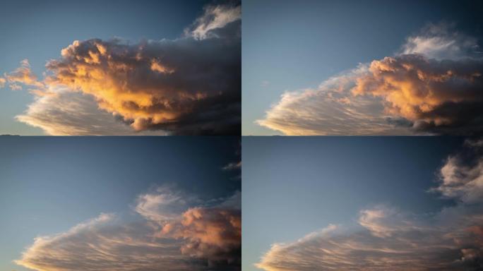 夕阳天空有五颜六色的云