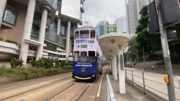 香港岛繁忙街道早高峰晚高峰港区街景