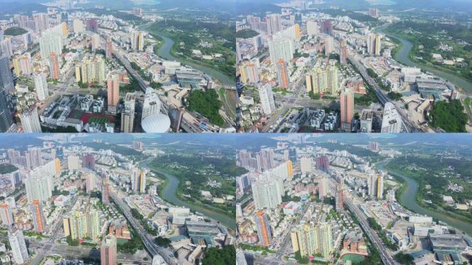 中国深圳市区城市景观的鸟瞰图 (白天)