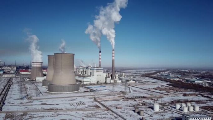 火力发电厂鸟瞰图碳中和碳排放碳达峰