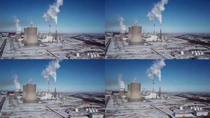 火力发电厂鸟瞰图碳中和碳排放碳达峰