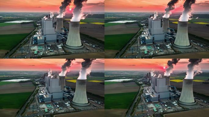 空中: 燃煤发电厂