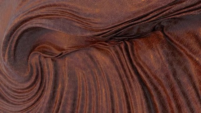 皱纹棕色皮革纺织品背景。