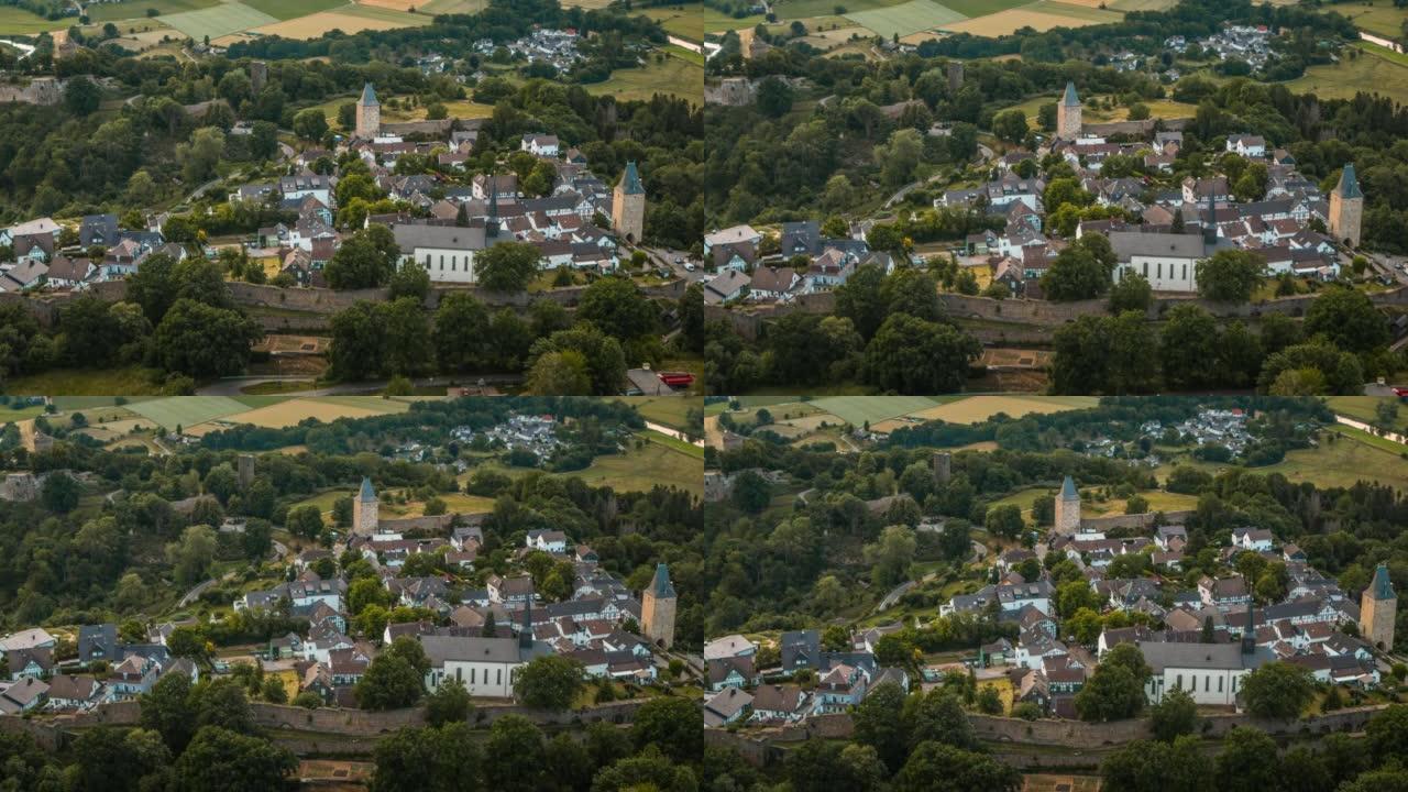 德国Siegerland地区中世纪小镇Blankenberg的鸟瞰图