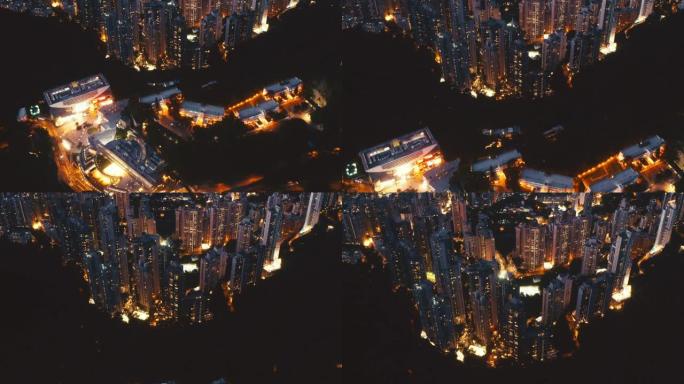 航拍香港夜晚的画面