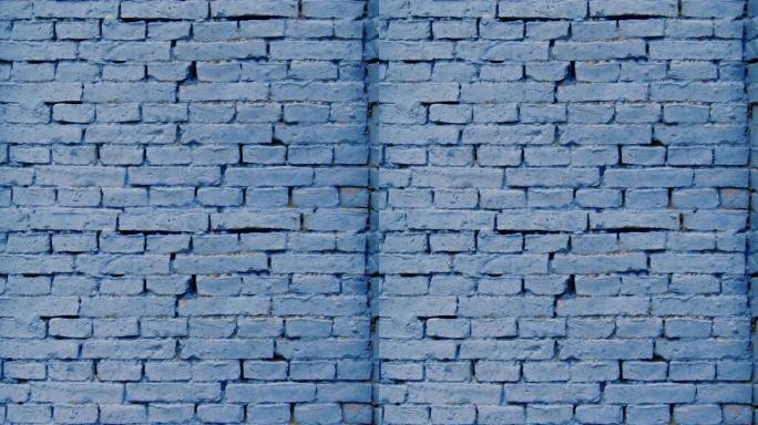 用蓝砖砌成的墙。放大。