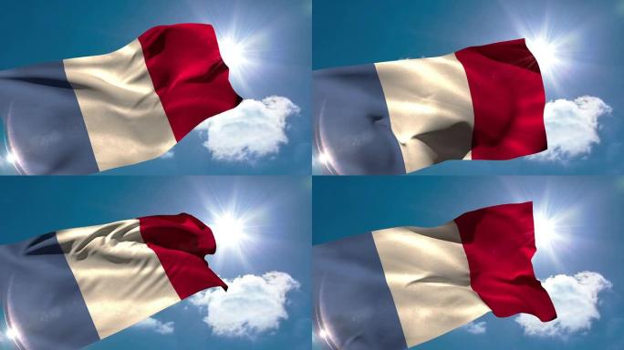 法国国旗在微风中飘扬