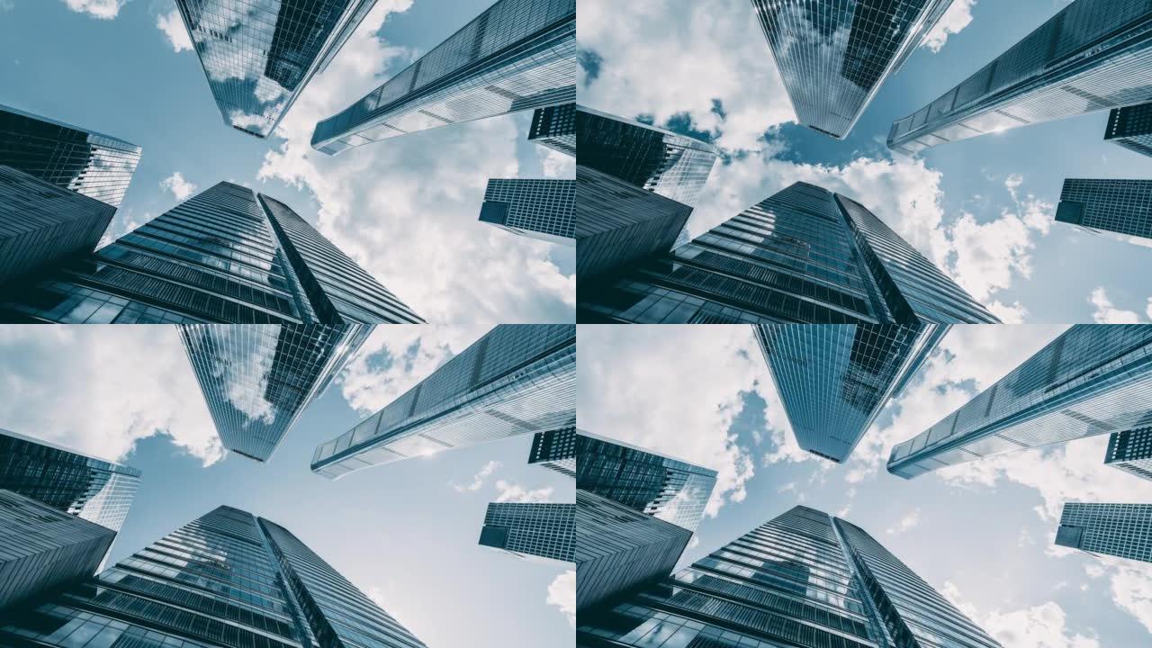 高层企业建筑摩天大楼的T/L低角度视图