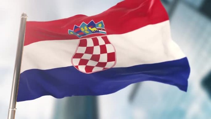 克罗地亚国旗。慢动作