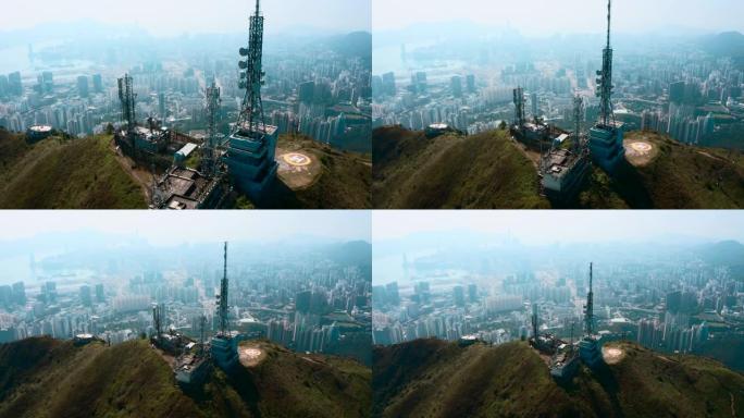 香港的通信天线穿越高山高塔铁塔