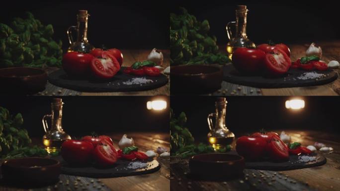 番茄大蒜和松子意大利面美食拍摄美食