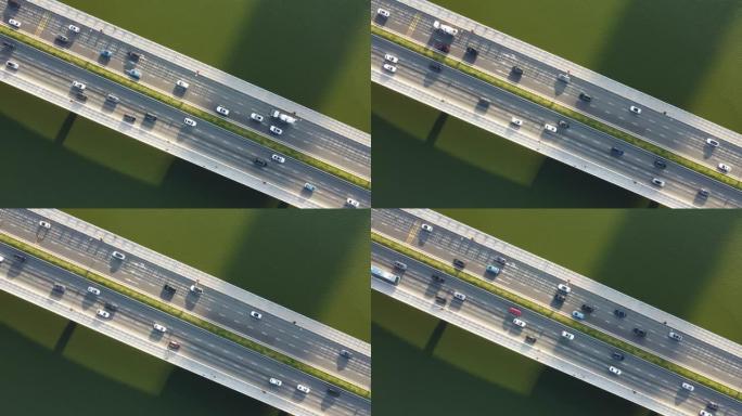 R/T无人机俯瞰深圳海桥公路运输