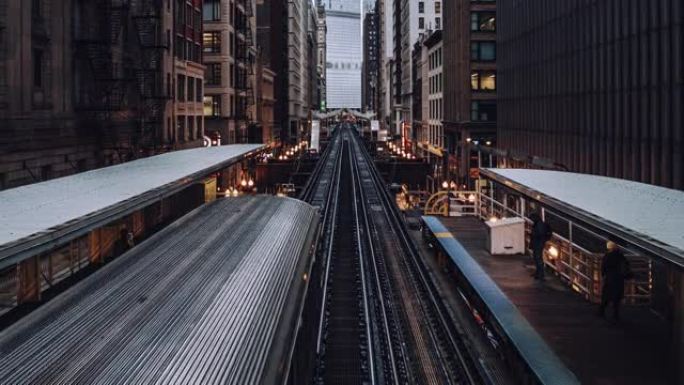 芝加哥环路地铁站的T/L高角度视图
