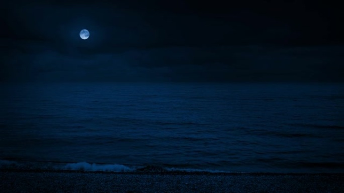 月光下宽阔的海滩景观
