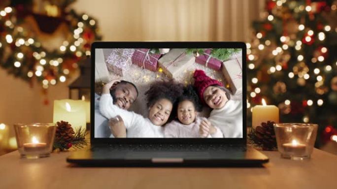 圣诞快乐平安夜节日虚拟许愿在线信息笔记本电脑屏幕。
