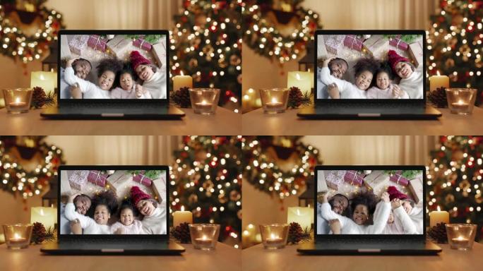 圣诞快乐平安夜节日虚拟许愿在线信息笔记本电脑屏幕。