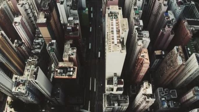 香港城市的鸟瞰图俯拍俯视楼顶屋顶