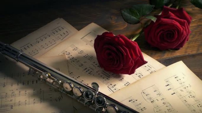玫瑰和长笛展示-音乐会，古典巨星