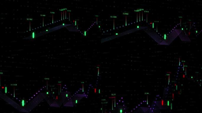 黑色背景下股市显示盈亏的4k视频片段