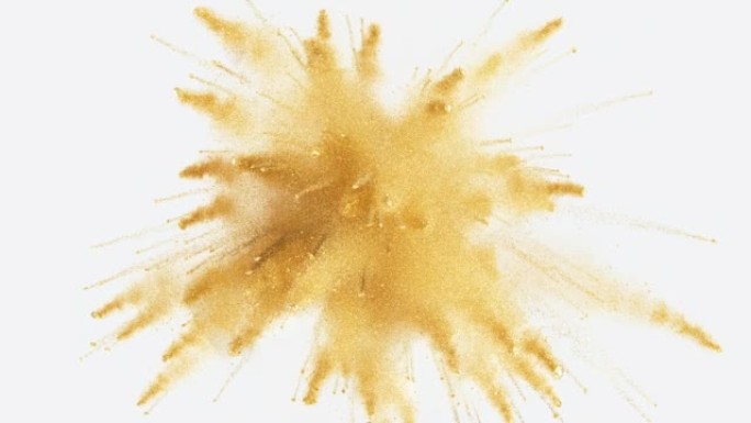 明亮动画白色背景上的金色爆炸五彩纸屑闪光。庆祝优雅时尚多彩的爆发。孤立的爆炸闪光颗粒。美丽的Cg 3