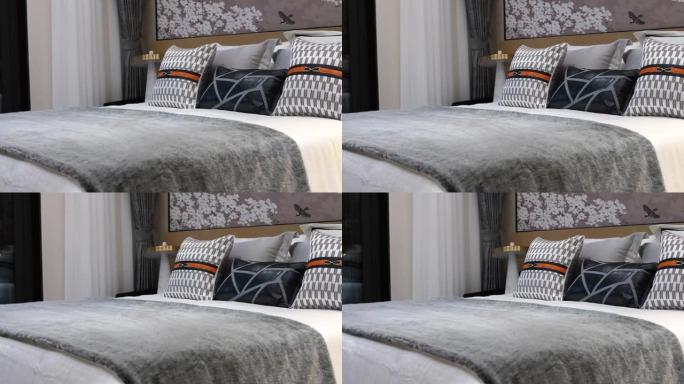 卧室里的床酒店广告实拍床地产装修