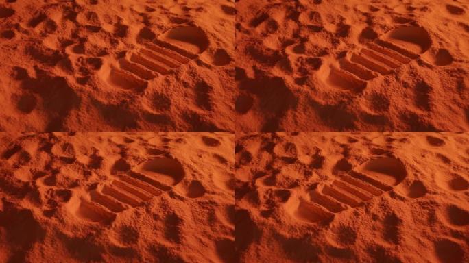 火星表面的宇航员足迹