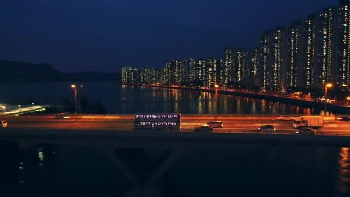 香港夜景夜景车流金融中心cbd灯光灯火