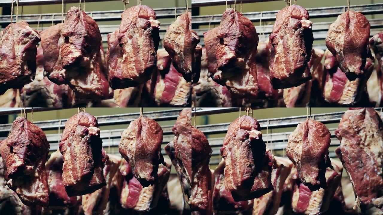 五香肉储存在肉类包装厂