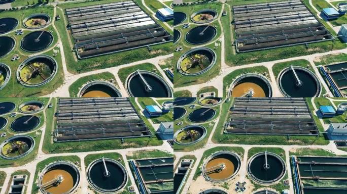 现代废水清洁设施的鸟瞰图