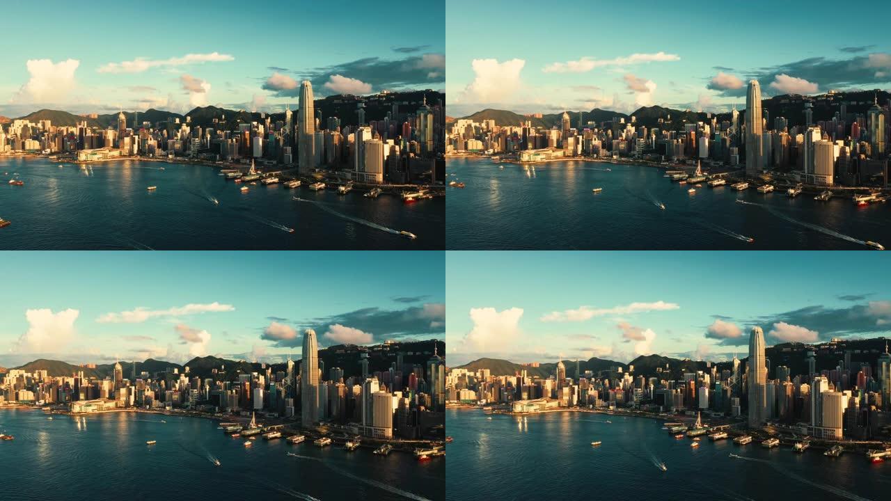 香港维多利亚港无人机景观