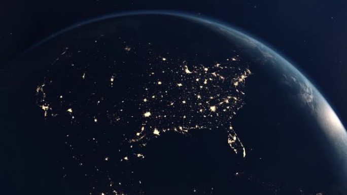 从地球轨道上看到的美国夜城之光