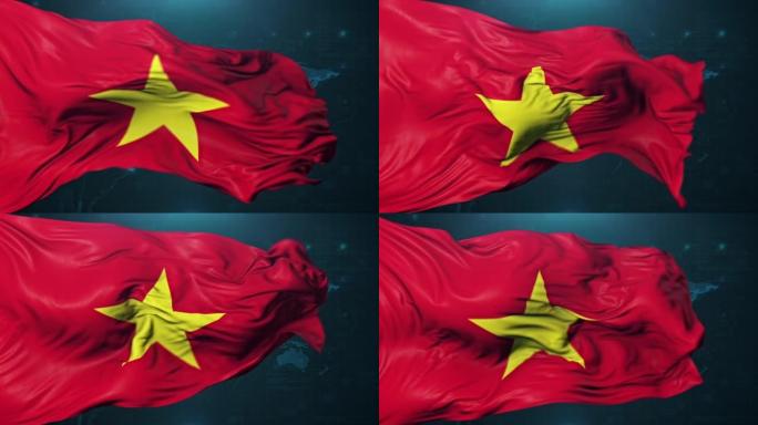 深蓝色背景的越南国旗