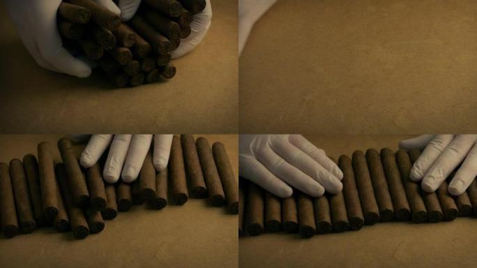 雪茄在工厂分类和散布