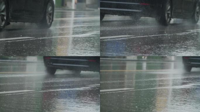 雨天在街上行驶的汽车