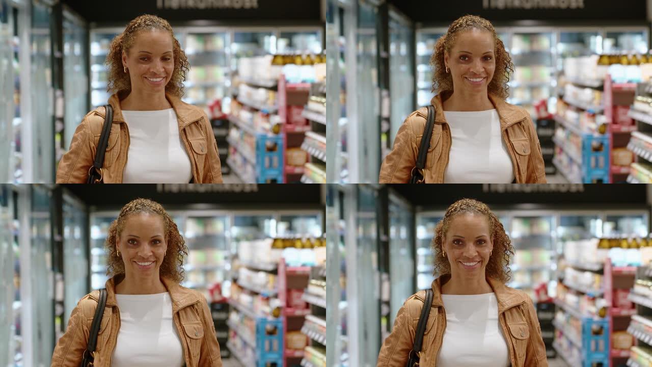女顾客在超市购物外国人国外女人逛超市视频